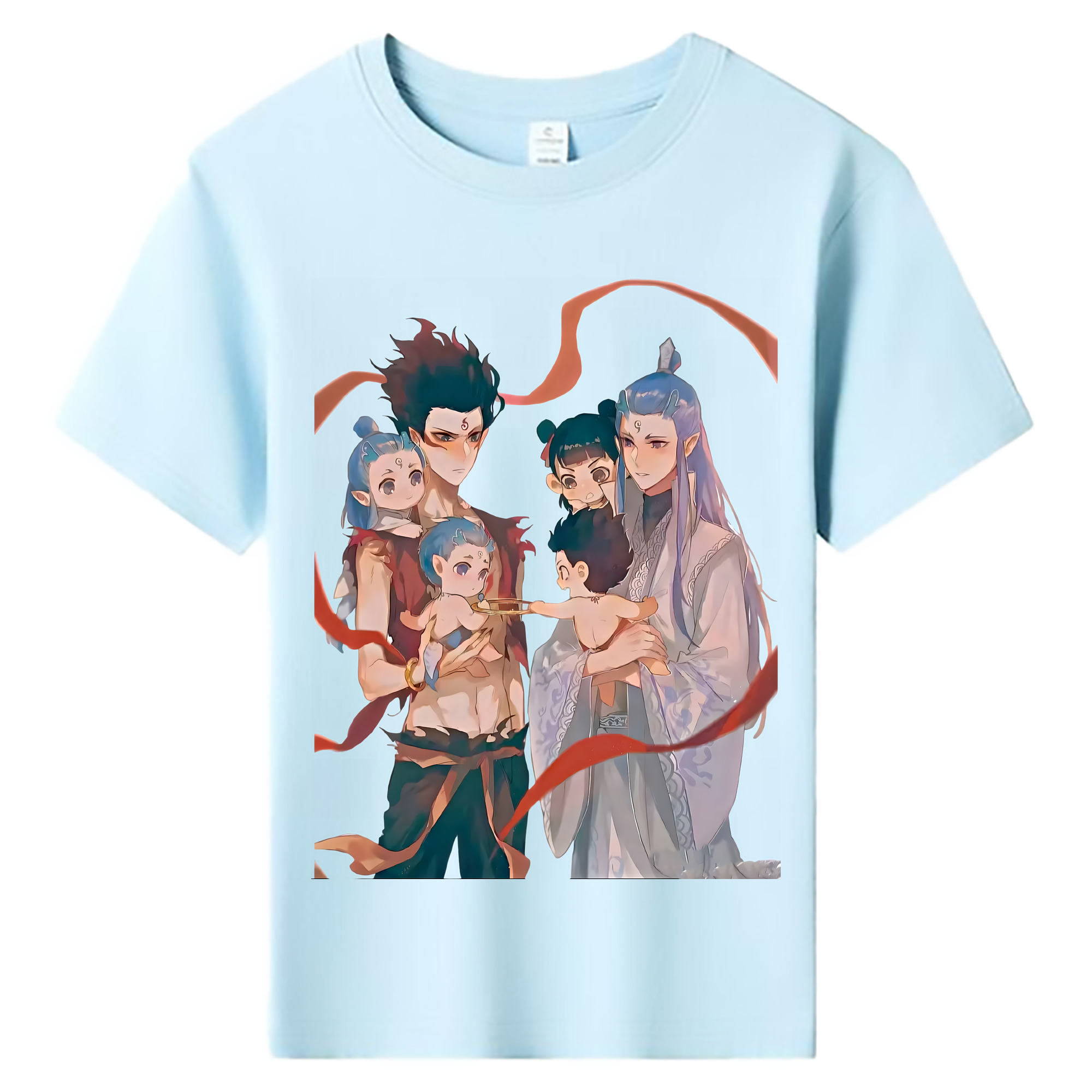 （画像用） Ne Zha 2 ナタ 魔童の大暴れ 綿100％キッズTシャツ（フロントプリント）